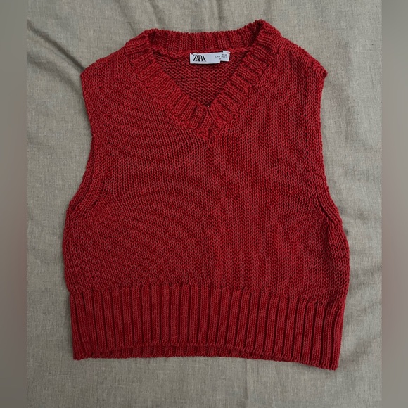 Zara Sweaters - Zara Women's V-Neck Red Sweater Vest